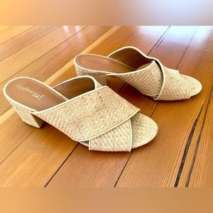 J. McLaughlin Raffia Sandals and clutch purse